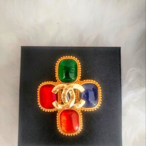Vintage Chanel Multicolor Brooch. With Box